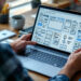Small business owner comparing website builder options on a laptop screen