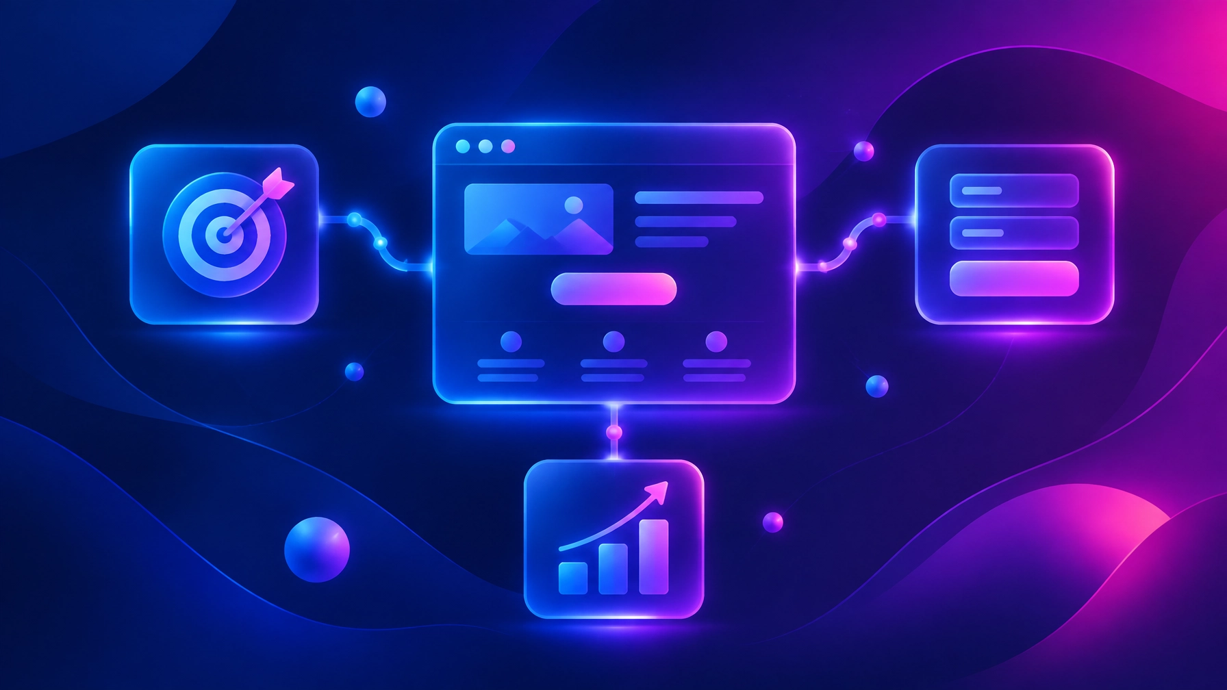 Original illustration of a focused landing page connected to offer clarity, reduced form friction, and conversion testing