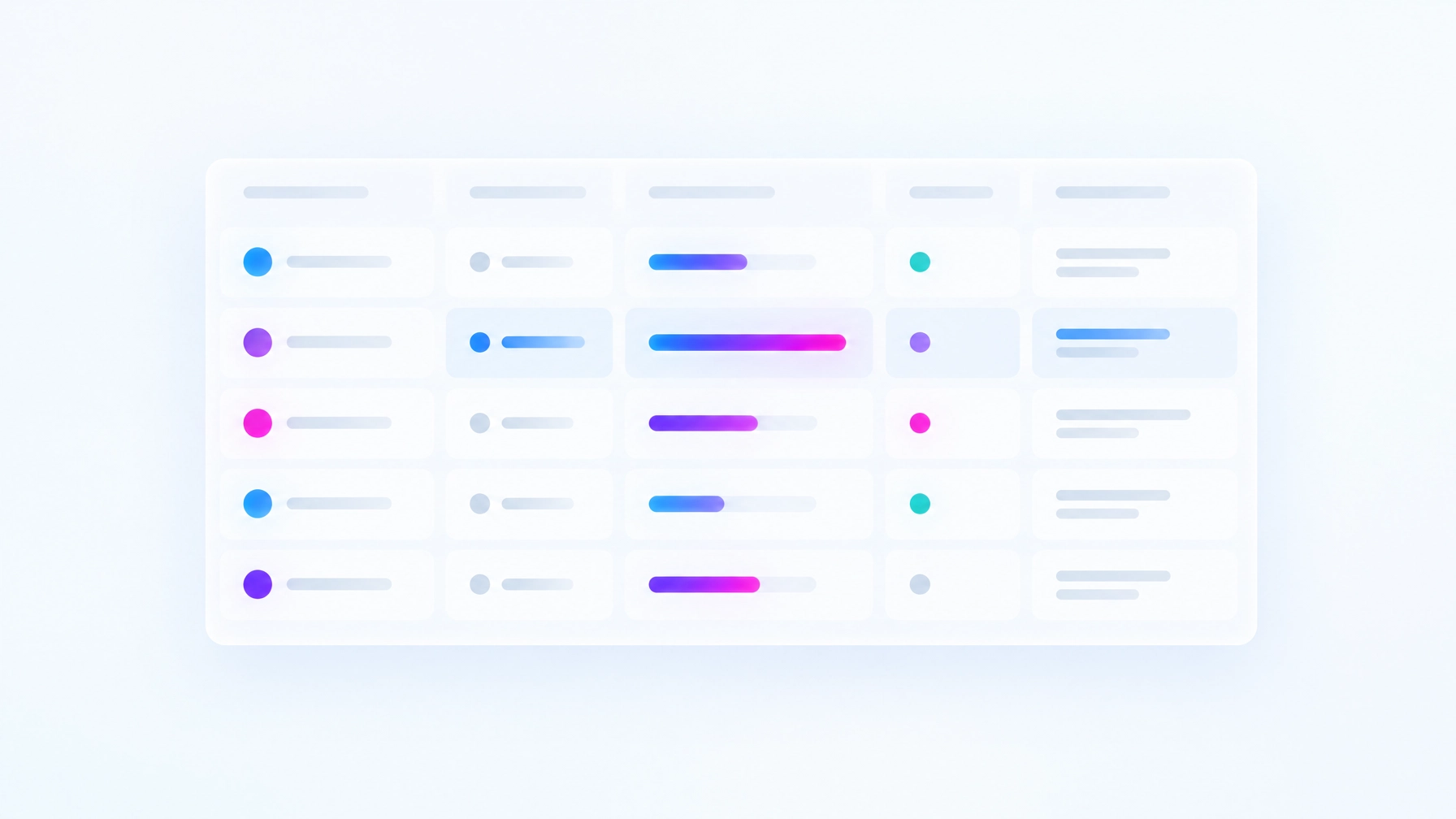 A light, minimal illustration of a tracking worksheet with gradient-filled checkbox rows beside a circular download button